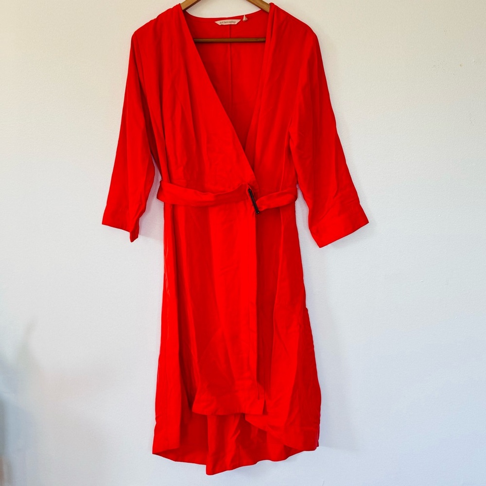 Soft Surroundings Belted Wrap Hi Low Orange Dress Sz XL